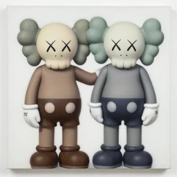 finding love by shusei nagaoka, kaws, david rudnick, airbrush on canvas, pastell colours, cell shaded, 8 k