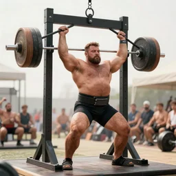a strongman game attached to a guillotine, photography, highly detailed, high quality, 8 k, soft lighting,