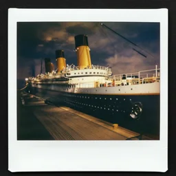 Polaroid photo of inside the titanic in the 1970's colored , award winning