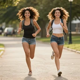 sexy girls running in the sun