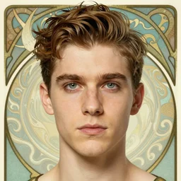 close up portrait of cap'n crunch by artgerm, cushart krenz, greg rutkowski, mucha. art nouveau. gloomhaven, swirly lunar ripples, pale colors, sharp edges. ultra clear detailed. 8 k. elegant, intricate, octane render