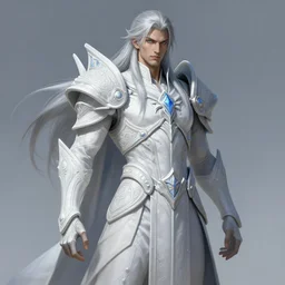 cyclops fighter, white grey blue color palette, male, d & d, fantasy, intricate, elegant, highly detailed, long silver hair, digital painting, artstation, octane render, concept art, matte, sharp focus, illustration, hearthstone, art by artgerm, alphonse mucha johannes voss