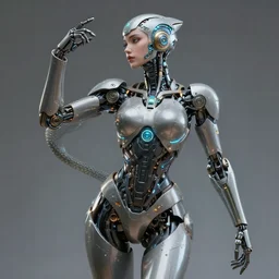 girl with elegant solarpunk mecha humanoid robotic parts with led lights, serpentine pose gesture, by bouguereau, ultra - realistic and intricate, hdr 8 k