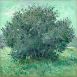 impressionist painting of a giant bush sprawling out across a mint green background and a little bit more than usual