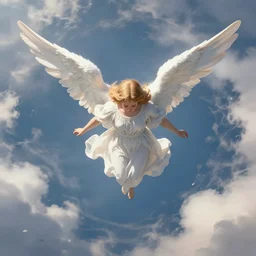 top view of an angel falling down heaven, digital art