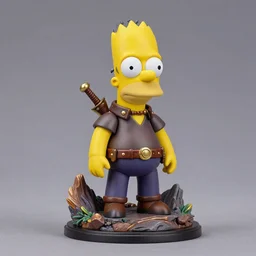 collectable mercenary bart simpson fantasy statue, d & d, pathfinder nendoroid, funko pop, resin statue, artstation, pinterest, etsy, detailed product photo, 3 / 4 pose
