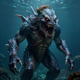 elon musk as a fantastic scary sea creature, photorealistic, cinematic lighting, highly detailed, by guillermo del toro