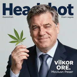 headshot magazine cover photo of viktor orban winking and smoking marihuana by peter lindbergh, studio lighting