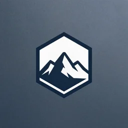 modern logo of a mountain inside a hexagon