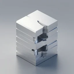 isometric view, box made of stacked block, contemporary art, simple, silver steel, trending on behance, keyshot 1 1