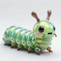 high quality macro photo iridescent cyborg caterpillar! cute highly detailed david ligare elson peter cinematic pink lighting high quality low angle hd 8k sharp shallow depth of field