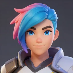accurate digital 3 d artwork of tracer from the game overwatch, facial features, eyes,