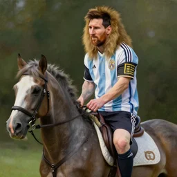 attractive lionel messi as attractive lionel messi riding a horse, natural lighting, high quality, very detailed painting, by gaston bussiere, donato giancola, j. c. leyendecker