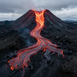 cooling lava flow shaped like contorted human bodies, souls of the damned, volcanic island, dreadful implications, magma, lava, volcano.