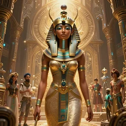 symmetry!! highly detailed portrait of an african egyptian goddess, intricate alien technology, stephen bliss, unreal engine, fantasy art by greg rutkowski, loish, rhads, ferdinand knab, makoto shinkai and lois van baarle, ilya kuvshinov, rossdraws, tom bagshaw, global illumination, radiant light, detailed and intricate environment