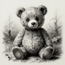 surrealism grunge cartoon sketch of a teddy bear by - michael karcz, loony toons style, creepy themed, horror themed, detailed, elegant, intricate