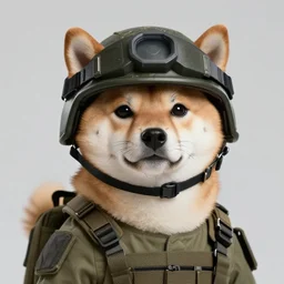 cinematic stil portrait of anthropomorphic anthro shiba inu wearing soldier helmet gear  , 4k  trending on artstation by rutkowski