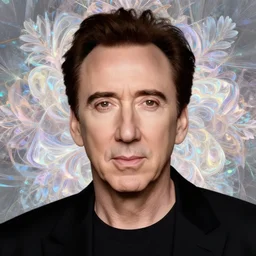 portrait study of nicholas cage with floral background : : holographic fractals : : by karol bak, artgerm, moebius, elena masci, tom bagshaw, giuseppe arcimboldo, android jones : : portrait, illustration, photorealism, hyperrealism, surrealism, negative space, intricate detail, line work