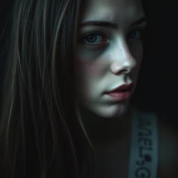 an cinematic headshot portrait of a skinny pale woman, freckels pretty, sad, low contrast, long hair, ultra realistic