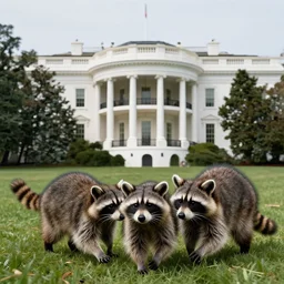 a picture of raccoons invading the White House