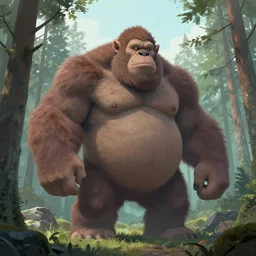 huge mountain troll in a swedish forest, very low angle photograph, very detailed, trending on artstation, hyperrealistic, soft colors, illustration by john bauer