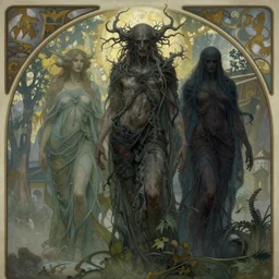 eldritch terrifying inhuman specters by stephen gammell and alphonse mucha