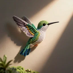 a crochet hummingbird