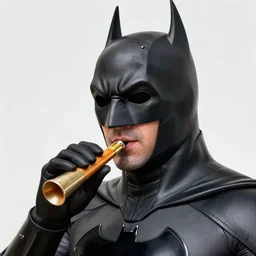 hyper realistic zoomed out portrait of batman playing a kazoo, by hsiao ron cheng, ngai victo, nivanh chanthara jean delville wlop and dougherty patrick, trending on artstation, soft light
