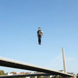 tightrope walker above Erasmus bridge