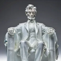 transparent figurine. see - through. upper body portrait photograph of a transparent!!!!! glass!!!!! statuette of abraham lincoln. award winning concept.