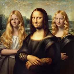 hyper real painting of triple H with long luscious blond hair basking in the sun by Da Vinci