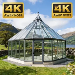 glass house photography, lake district, summer, sunny, clouds, beautiful, 4 k, hd, award winning, professional