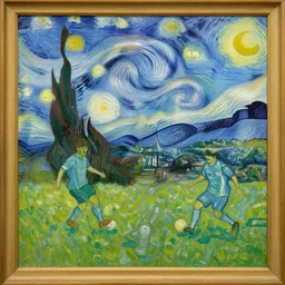 football match, oil painting, van gogh style