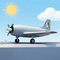 warplane stand still on war ship, a dog cartoon symbol on its tail, sun on the background, a little bit silhouette, high quality, award winning photography, photo professional, photography, 2 4 mm lens, f 2. 0, high quality, sharpen, detailed, 8 k, hd, uhd, color grading