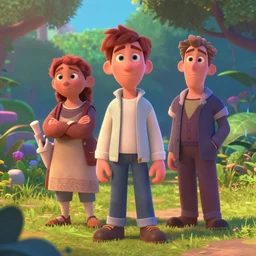 Lofi portrait in garden, Pixar style by Joe Fenton and Stanley Artgerm and Tom Bagshaw and Tim Burton