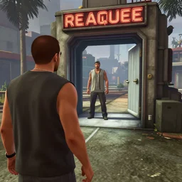 franklin from gta 5 looking at a portal that leads him to real life