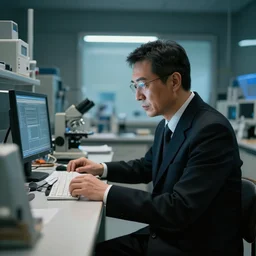 private detective in his high tech lab