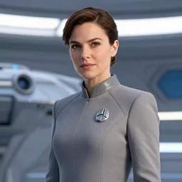 Alexandra Daddario is the captain of the starship Enterprise in the new Star Trek movie