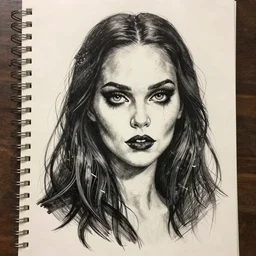 michael karcz grunge drawing of natalie portman. , in the style of corpse bride, loony toons style, horror themed, detailed, elegant, intricate, trending on artstation, 4k