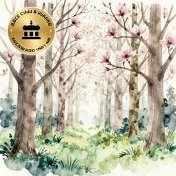 magnolia forest, high quality watercolors, award winning, trending on artstation