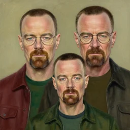 an ultra detailed beautiful oil painting of jesse pinkman and heisenberg from breaking bad, cinematic composition, soft shading, by sargent, by giovanni strazza, by raffaelo monti