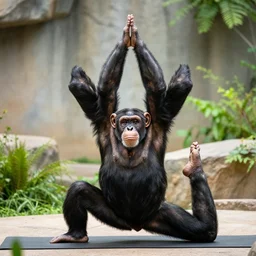 chimpanzee doing yoga at the zoo, by donato giancola and greg rutkowski, symmetry!!