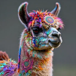 llama with dreadlocks,  vibrant colors, mandala ornament, cybernetic glowing, by jarold Sng  by artgerm, by Eddie Mendoza, by Peter mohrbacher by tooth wu, unreal engine, octane render, cinematic light, high details, iridescent colors, dichroic, macro