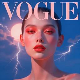 3 d, sci - fi, morning, madness fashion model face, sun, lightning clouds, vogue cover style, light red and deep blue mood, cinematic, realistic painting, intricate oil painting, high detail, figurative art, multiple exposure, poster art, 3 d, by stanley kubrick and tooth wu and wlop and beeple and greg rutkowski