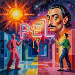an extremely high quality hd detailed ultra-realistic photorealistic surrealism painting of neon cast glass calligraphy cubism figures melting into a warm picasso galaxy landscape by dali and zaha hadid, vivid colors, complimentary colors, melting sun, melting 4d cubes, hallway landscape, 8k, hd, high quality, high contrast