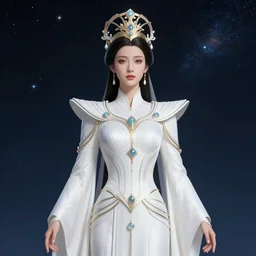 portrait of the powerful empress of the solar system in the style of ko young hoon. glowing, ornate and intricate linework, stunning, dynamic lighting, ultrafine and hyperdetailed.