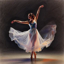 dancer in translucent dress, dramatic cinematic lighting, behance, artstation, colored pencil drawing