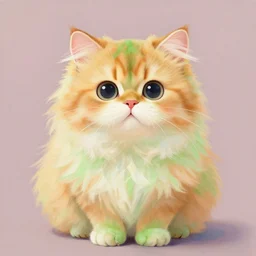 katzuan manguan paka, painting of a cute fluffy orange green cat