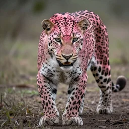 DLSR of a real panther with pink fur