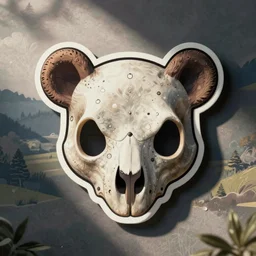 cute bear skull mask sticker